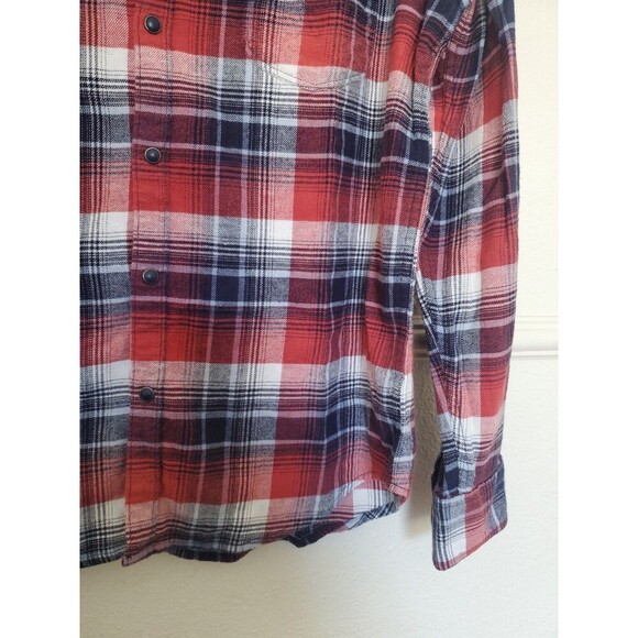 Lucky Brand Shirt Mens M Pearl Snap Saturday Stretch Flannel Western Plaid Bloke - Picture 8 of 16